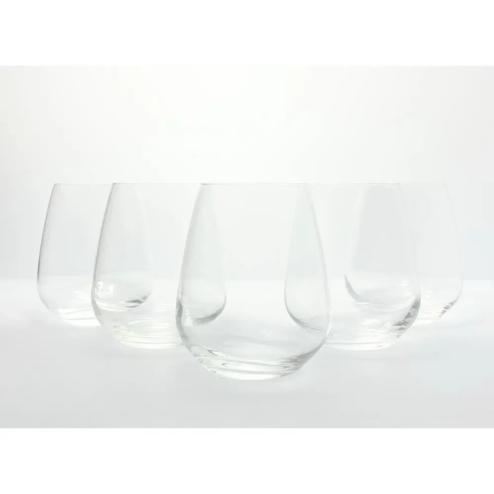 Luigi Bormioli “Crescendo” Set of 5 Stemless Wine Glasses 4 3/4” 23oz Signed